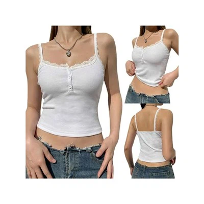 Tops de cami de tolo de renda feminina