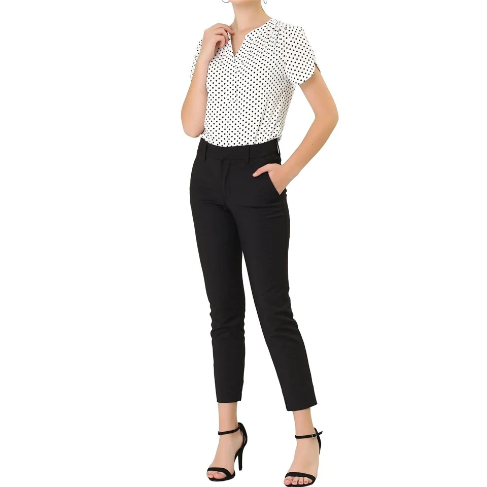Top de decote em V de impressão feminina