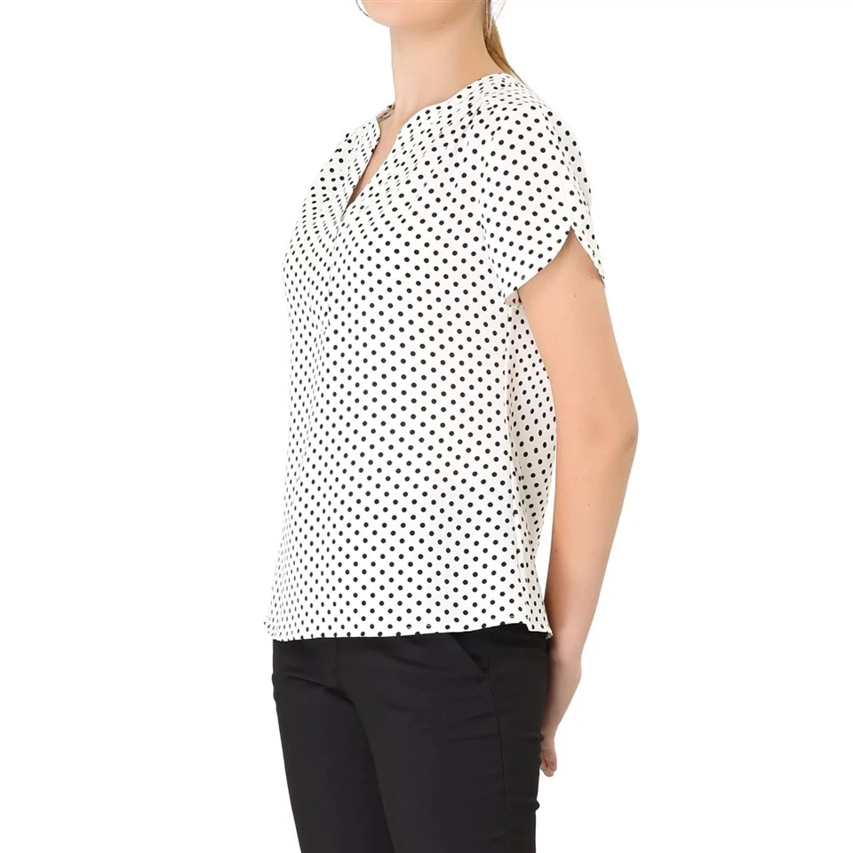 Women's Dot Print V-Neck Top